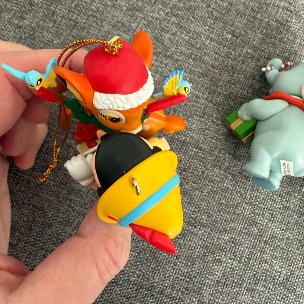 Disney Grolier Vintage 90s Lot of 4 Christmas Magic Ornaments Bambi Pinocchio